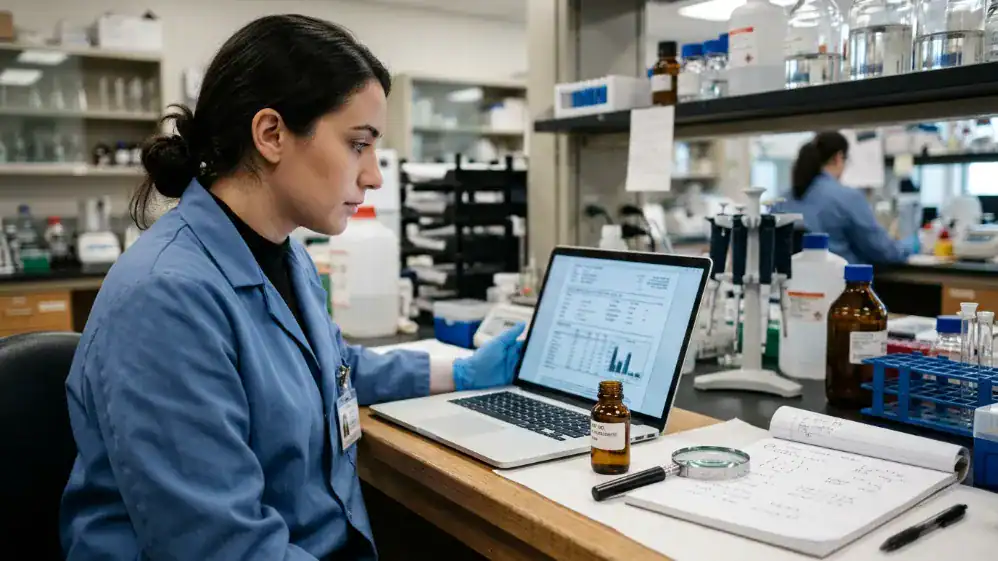 Revisión del análisis de laboratorio de un producto con CBD
