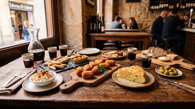 Platos tradicionales españoles presentados en un formato actual