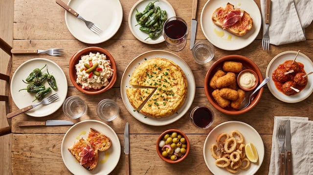 Tapas y raciones de cocina española para compartir