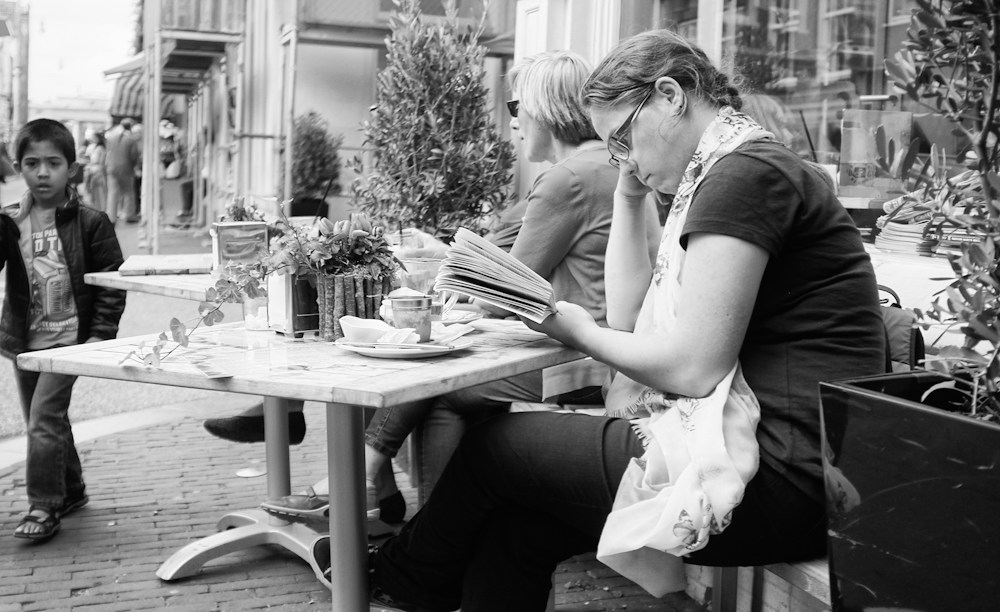 Terraza de una cafetería, lugar habitual de lectura